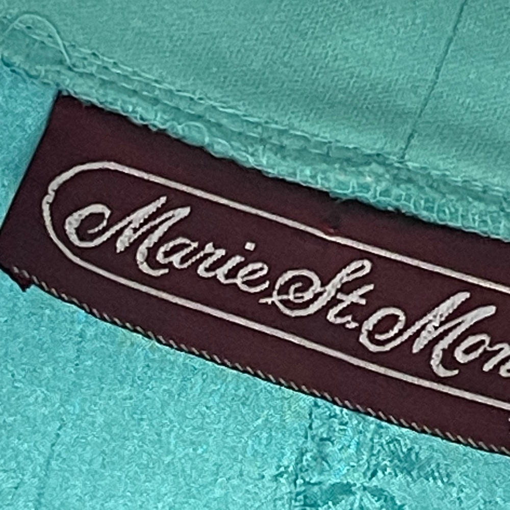 Vintage Marie St. Monet Colorblock Jacket | Teal Blue Pink Silk Feel Button Fron - Picture 3 of 5